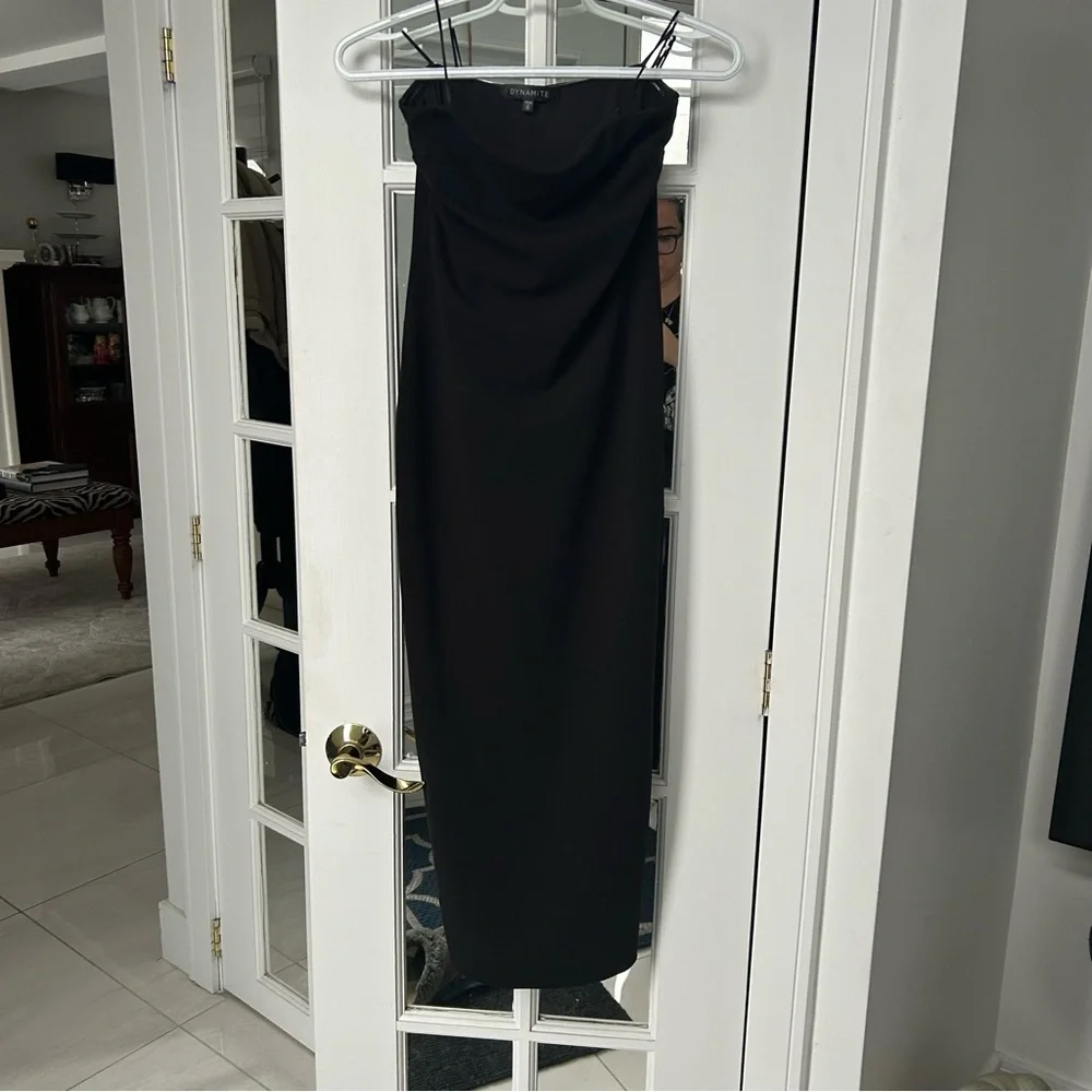 Black Strapless Midi Dress / Size XS - Picture 4 of 6